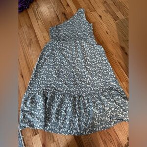 Grayish blue one shoulder Dress